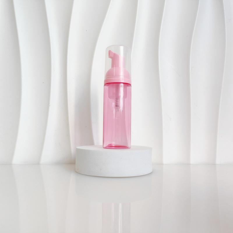 60ml Red Translucent Mousse Dispenser: Cosmetic Brush Foam Bottle for Face Wash and Travel Use