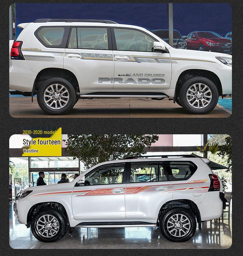 Toyota Prado 10-22 Models Car Body Color Stripe Decal Waistline Sticker.