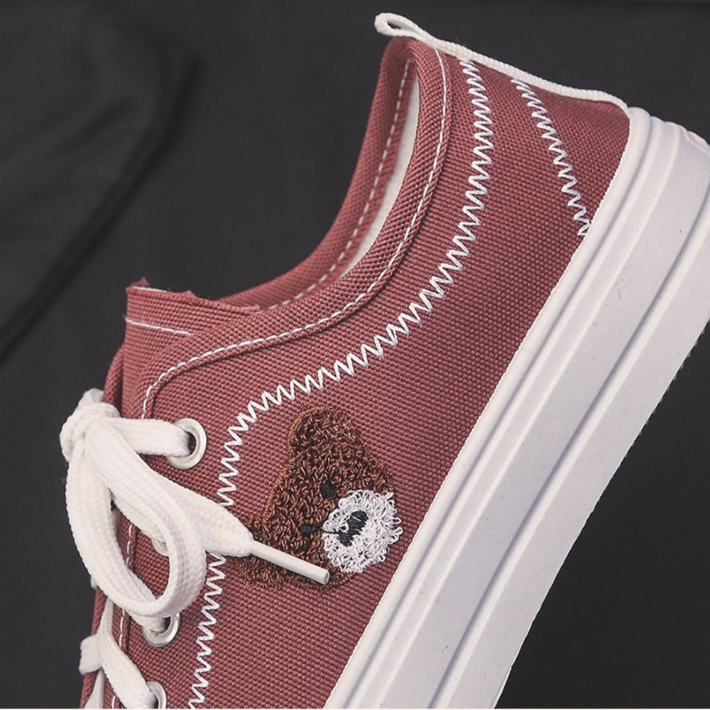 Bear Canvas Shoes Women's Spring and Autumn White Shoes Versatile Student Casual Shoes Sneakers