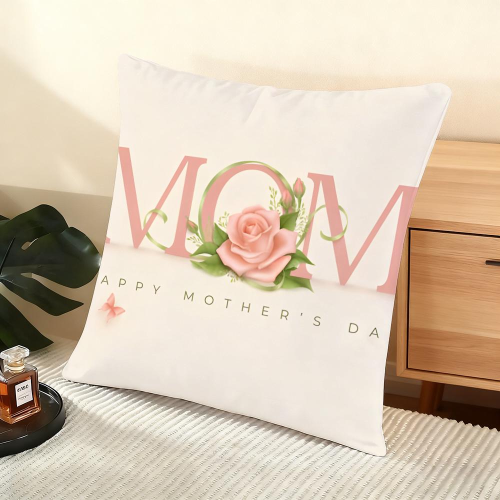 Mother'S Day Cushion Cover Soft Short Plush Pillow Cover Smooth Cozy Texture Aesthetic Cushion Case Home Decor