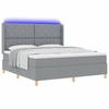Box Spring Bed with LED Light Strips Light Gray 180 X 200 Cm Fabric