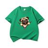 Kids Cotton T Shirt Charming Pug Dog Zipper Print Crew Neck Short Sleeve Tee Casual Breathable Boys Girls Summer Tops