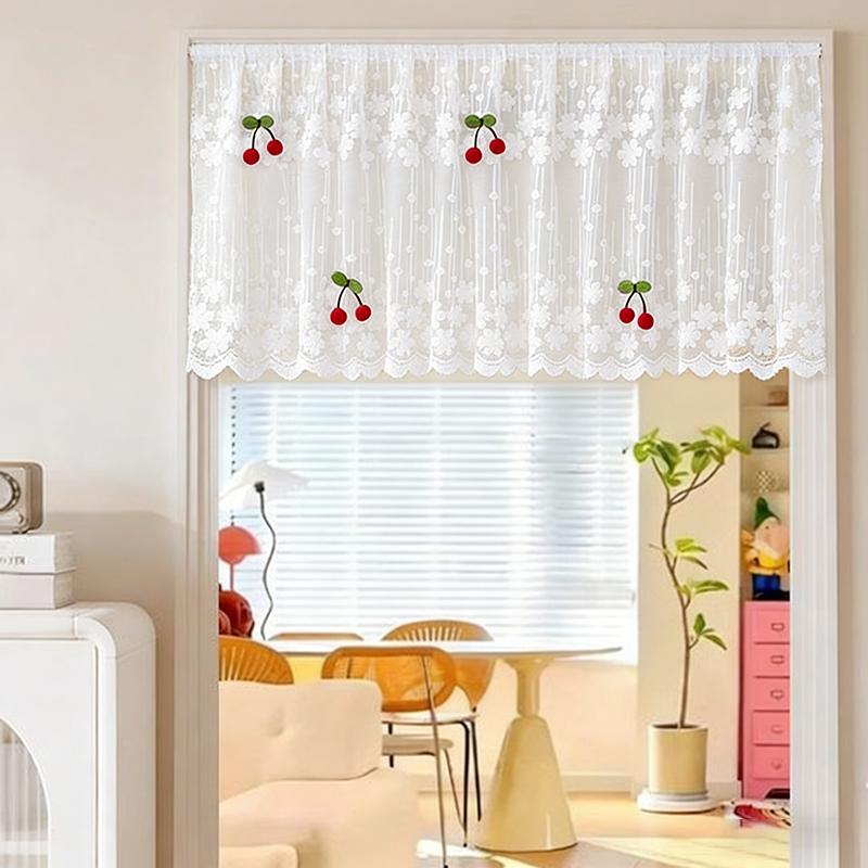 Lace Half Curtain Door Window Home Decor Self-Adhesive Dust-Proof Furniture Dust-Proof Cover Curtain Door Curtains