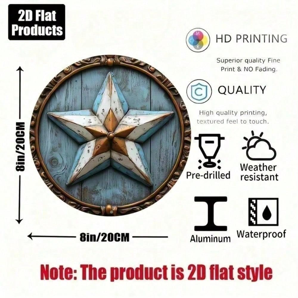 Texas Star 8x8 Inch Metal Wall Sign Rustic Farmhouse Art for Home Bar Kitchen Office