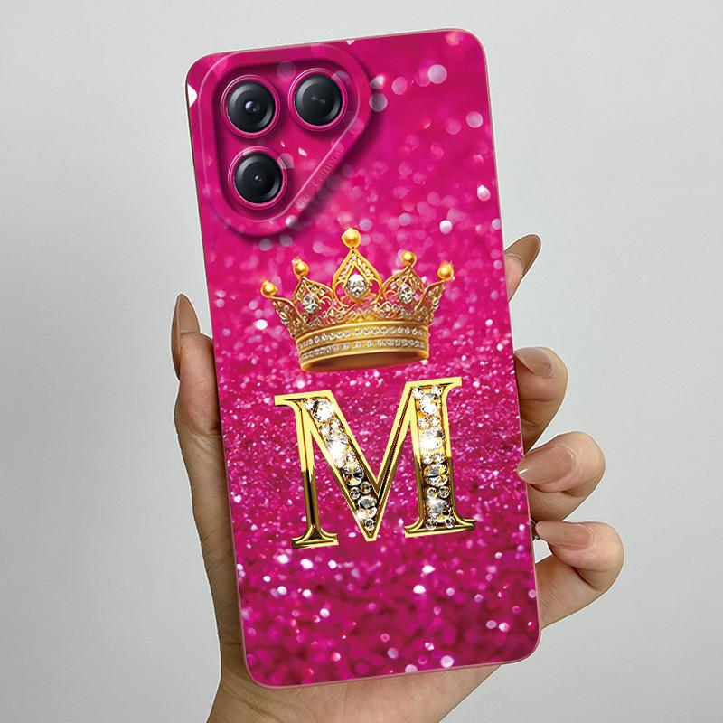 For Tecno Pova 7 Neo Phone Case Crown Initial Letters Liquid Silicone Dustproof Full Protection For Tecno Pova 7Neo Funda Coques