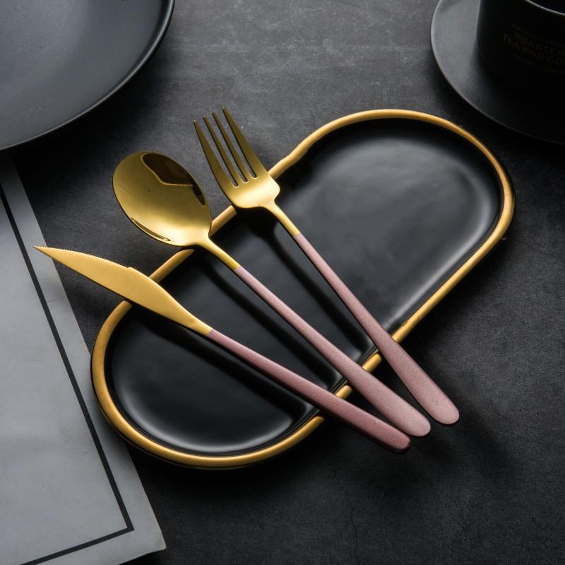 3 Pcs Set of Box Spoon Fork Knife Portable Tableware Dinner Set Black Box Western Portable Cutlery Set Dining Spoon Table Set