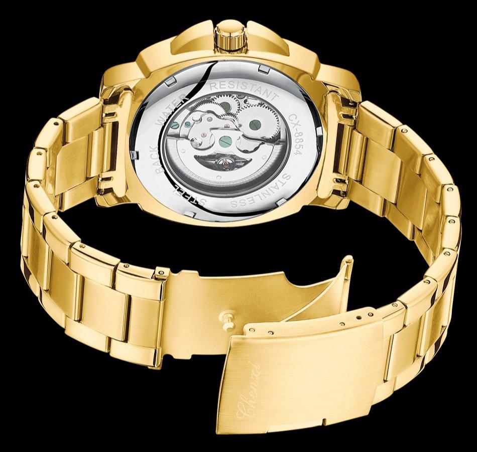 Men Automatic Skeleton Watch Large Dial Mechanical Luminous Fashion Wristwatch