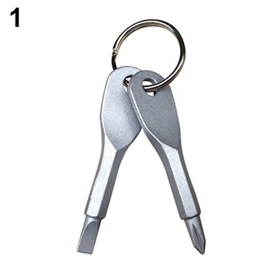 2 Keys Stainless Keychain Screwdriver Set Outdoor Multifunction Pocket Tool