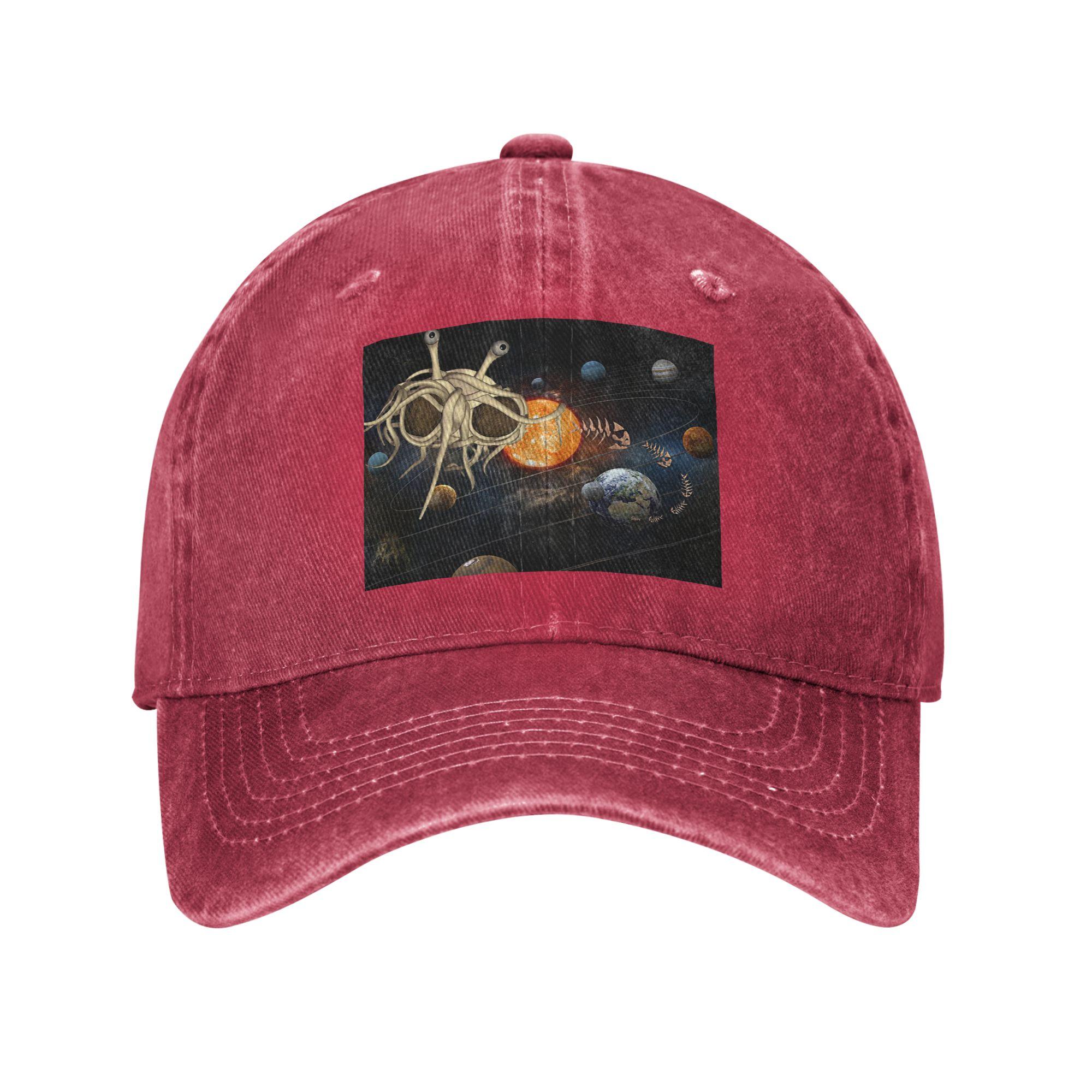 The Flying Spaghetti Flying Spaghetti Monsterism FSM Washed Denim Cap Baseball Caps Hat Summer Unisex Baseball Hats One Size
