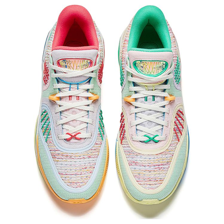 New Anta KT10 Slip Resistant And Abrasion Resistant Support Mid Top Basketball Shoes Men's Green Pink Blue 112511101-7