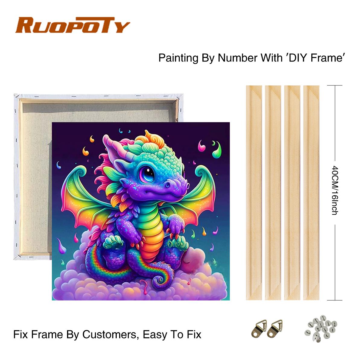 

Рамка для рисования по номерам, наборы, красочные драконы, животные, рисунок, раскраска по номерам для подарка своими руками 40x40 40x40cm Diy Frame