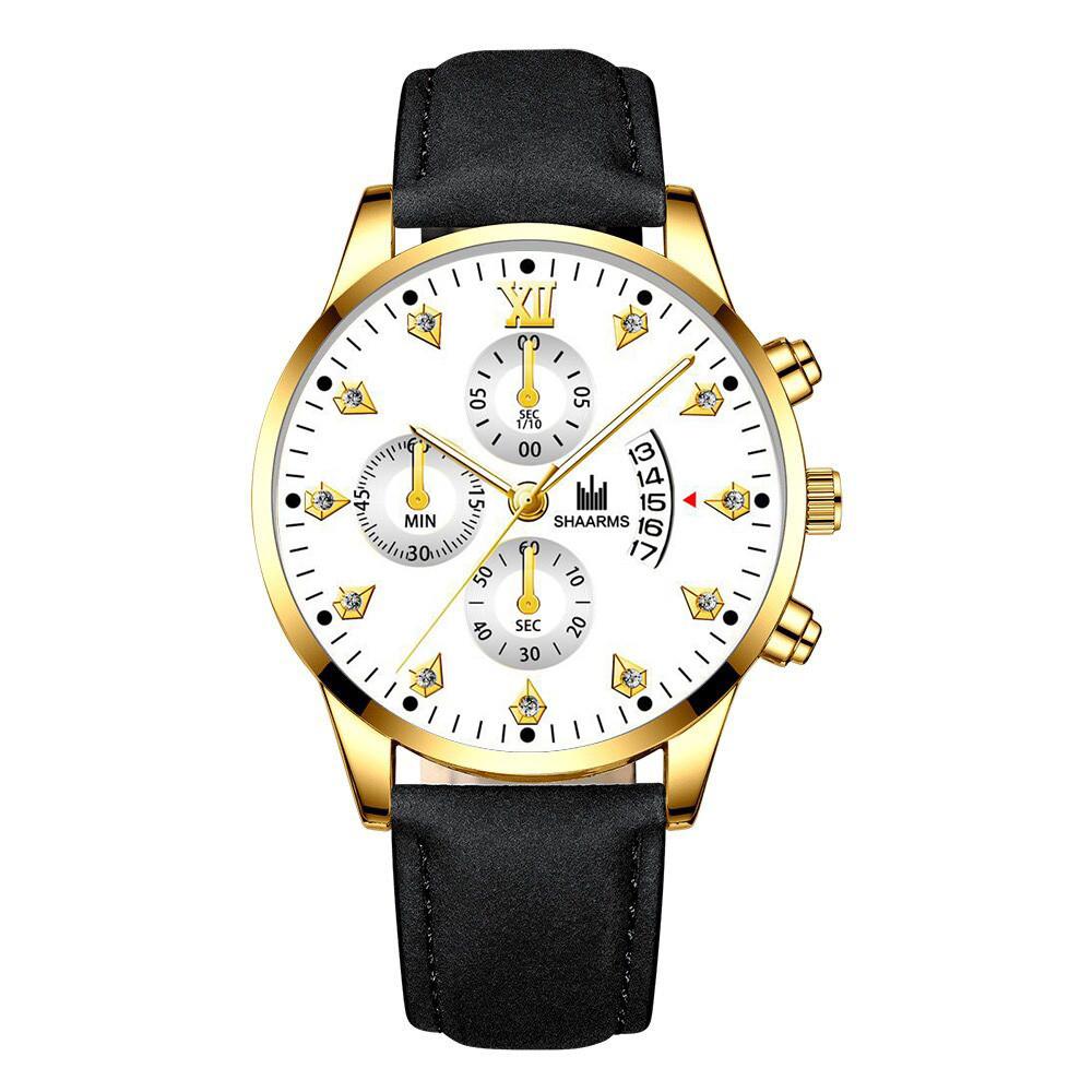 Mens Roman Leather Quartz Watch With Calendar Decor For Business Professionals