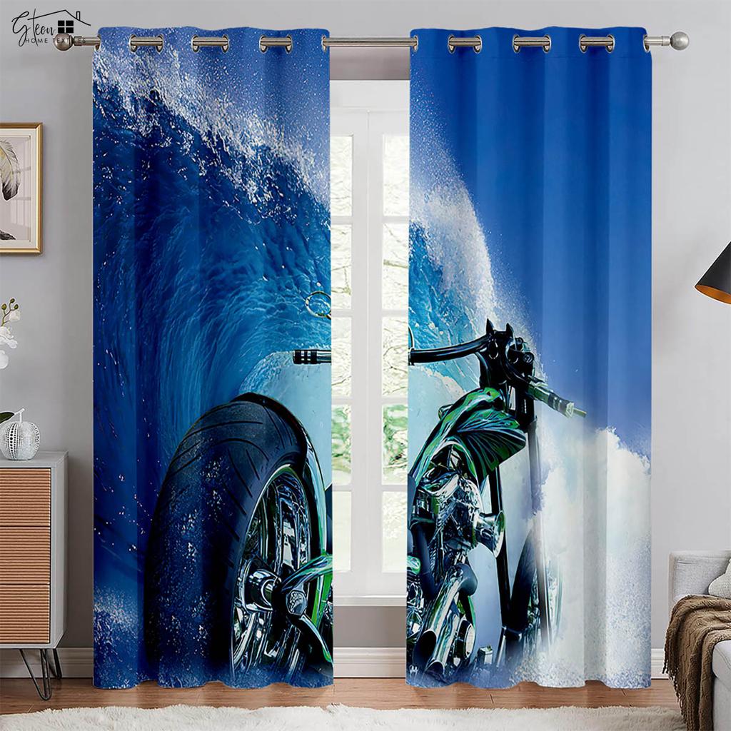 Industrial Style Motorcycle Locomotive 3D Printing Curtain Trend Cool Ins Boys High Quality Blackout Heat Insulation Curtain