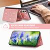 Glitter Phone Case for Samsung Galaxy S23 Kickstand Card Holder Leather Coated TPU Cover with Shoulder Strap