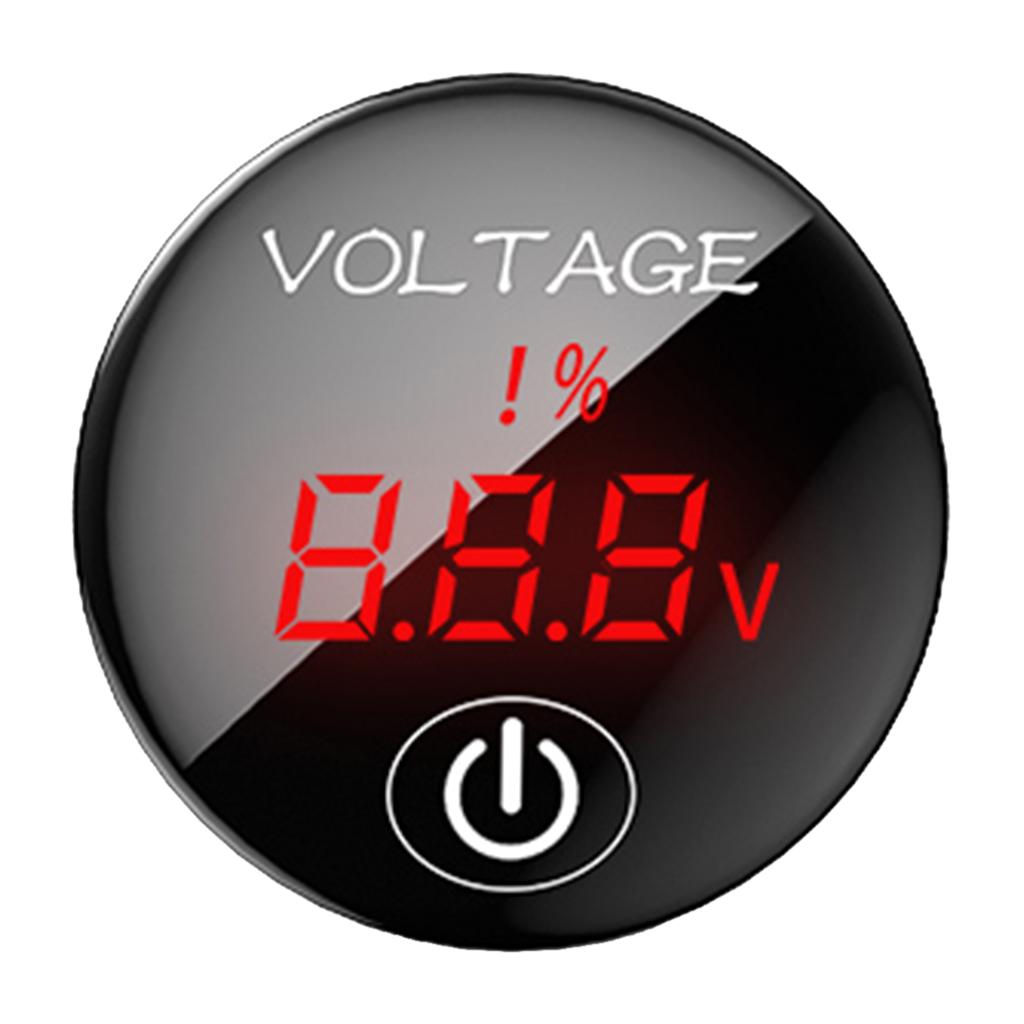 Motorcycle Car Volt Voltmeter 5V-48V Digital LED Display Voltage Meter Round Panel for Vehicle and Marine Use
