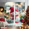 2pcs 2D Flat Printing Merry Christmas Window Curtains Snowman 0 Versatile Fabric Without Electricity Family Party Decoration
