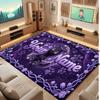 Cat Theme Crystal Velvet Floor Rug Personalized Custom Name Text Warm Carpet Home Decoration
