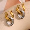 MamacitaSlay Stainless Steel Mixed Color Double-layer Earrings Unique Cool Waterproof Jewelry Women's Charm Statement EarrIings