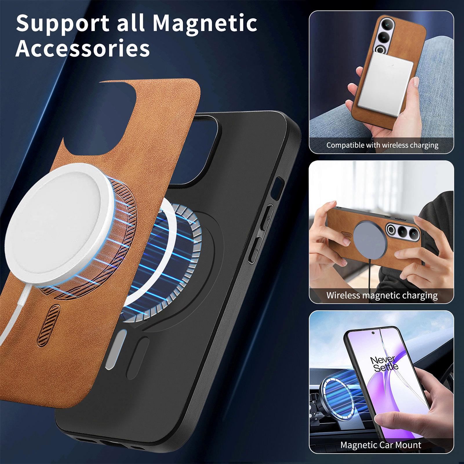 

For OnePlus Nord CE4 5G/OnePlus Ace 3V 5G Leather Back Case Compatible with MagSafe Skin-touch Phone Cover Brown