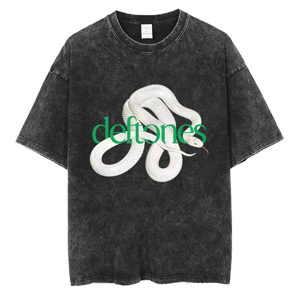 Washed Vintage Rock Band Deftones Private Music Tour Tshirt Men Women Fashion Casual Oversized T Shirts Streetwear Unisex