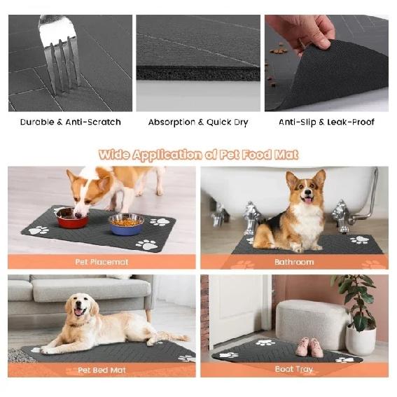 VIKAMA White Plaid Pet Mat Non Slip Waterproof Floor Rug for Dog Cat Bed Crate Kennel Washable Reusable Pet Friendly