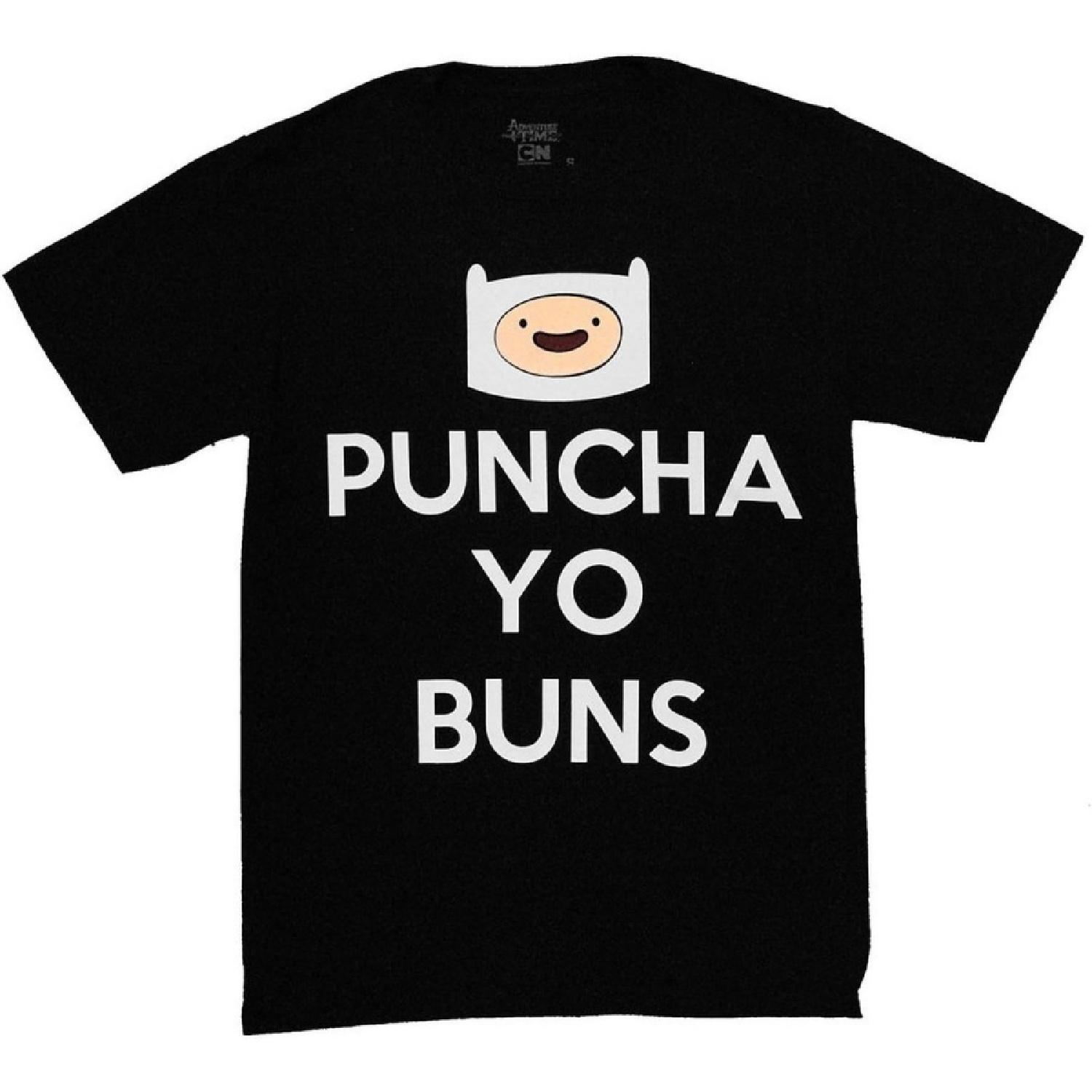 Changes Adventure Time Finn Punch-A Yo Buns Men s T-Shirt, Black, X-Large S