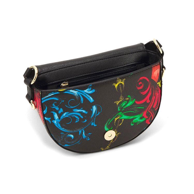 Versace Jeans Couture Stile Barocco Fibbia Dorata Mini Borsa a Spalla Donna Borsa a Spalla Nera 71VA4BF2-71880-899