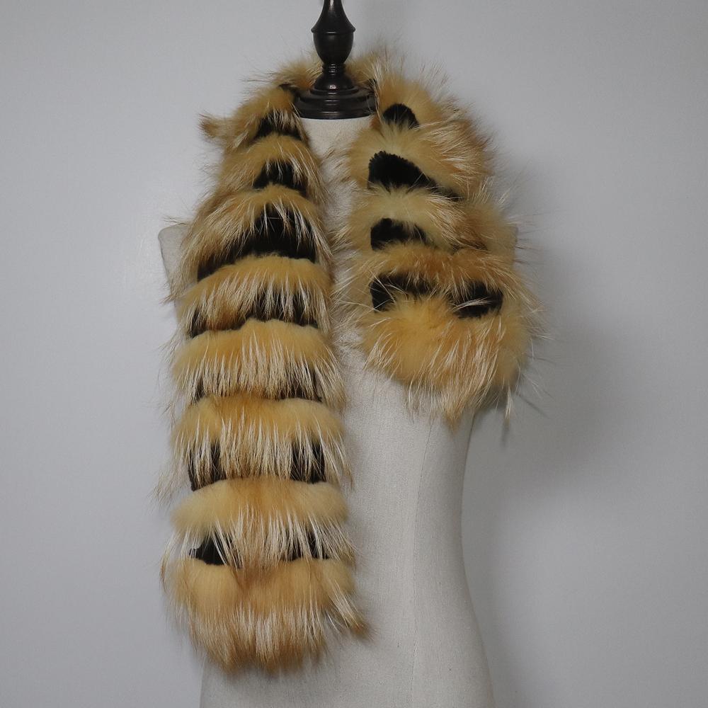 Winter Real Fox Fur Scarf Women Full Pelt Warm Natural Rex Rabbit Fur Scarves Female Thick Quality Real Fox Fur Muffler