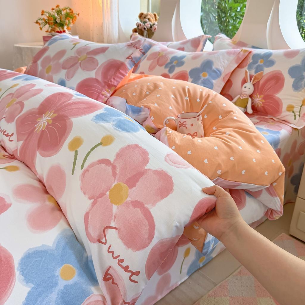 Small fresh pastoral cotton printing four-piece series bed sheet family student dormitory four-piece set