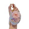 Bling Rhinestone Round Pocket Mirror with Metal Keychain Folding Double-Sided Makeup Mirror Bead String Charm for Purse Handbag Wallet Travel