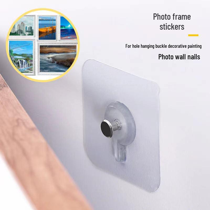 Punch-Free Hooks, Traceless Adhesive Patches, Wall Nails, No-Drill Hanging Rack, Adhesive Picture Frame Stickers.