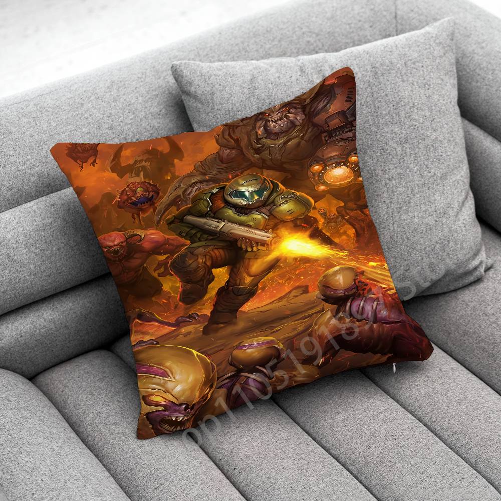 Game D-Doom Slayer Throw Pillow Case For 55x55cm 40x40cm 45x45cm 50x50cm 30x30cm Square Office Pillowship Cover