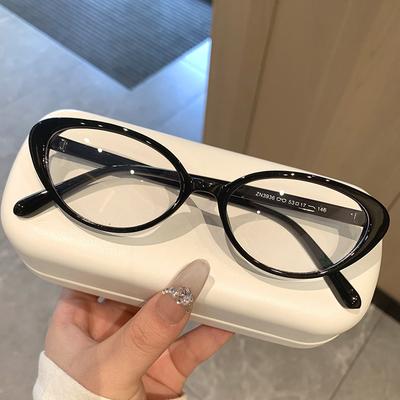 1pc Women's Cat Eye Simple Fashion Flat Mirror Transparent Lens Retro Holiday Back To School Essential Accessories