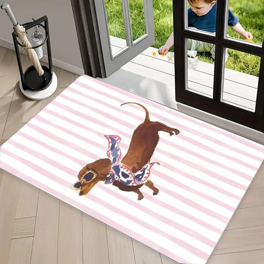 Gestreept Vis Gebiedskleed Tapijt Antislip Vloermat, Vintage Twee Blauwe Sardine Print Wasbaar Welkomkleed voor Voordeur Entree 30x50cm