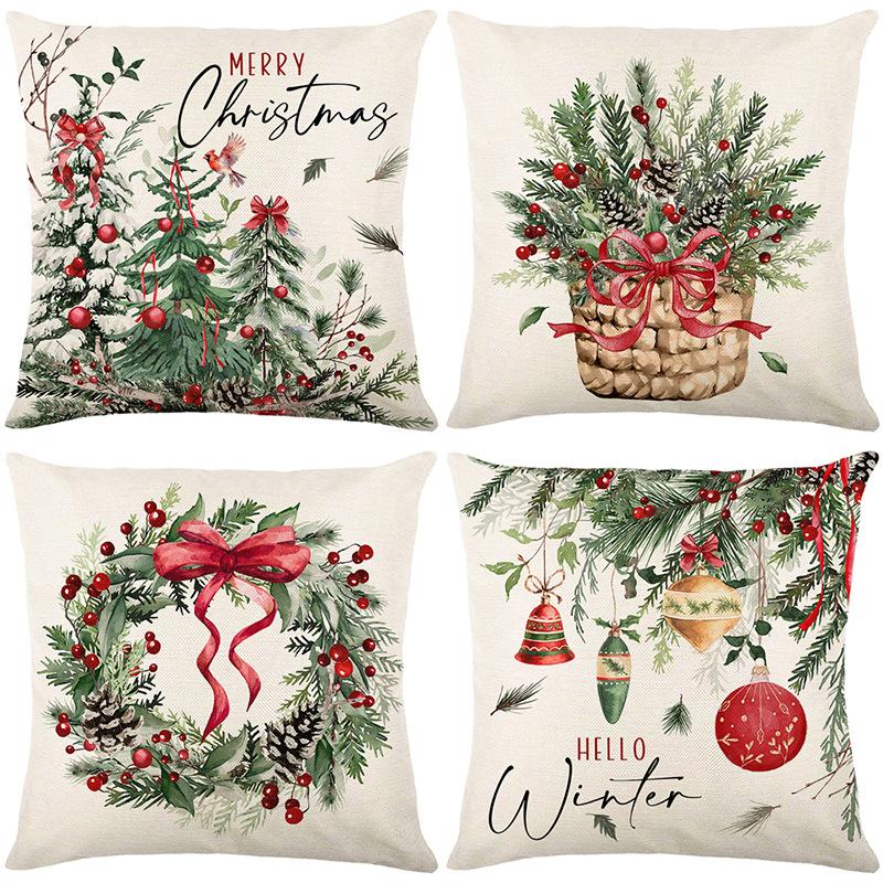 Christmas Pillowcases Holiday Decorations Living Room Sofa Cushion Covers Bedroom Pillow Covers(Without Pillow Core)