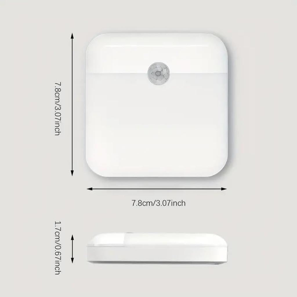 Motion Sensor Led Night Light Square Wireless Wall Magnetic Warm White/Cool White Usb Rechargeable Smart Hallway Bedside Cabinet