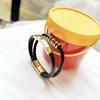 Trendy Multi-Layer Leather Bracelet with Titanium Steel Accents