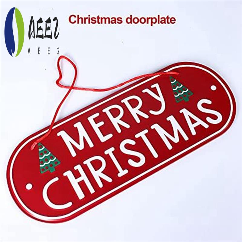 

AEE2-Merry Christmas Plaques Sign For Front Door Home Decor Wall Hanging Home Outdoor Wooden Christmas Hanging Sign