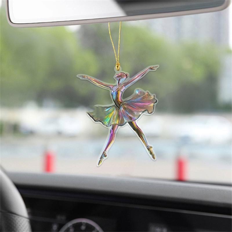 Sada 5 elegantních klíčenek do auta ve tvaru baletky, 2D akrylová závěsná dekorace na zeď, přívěsek pro milovníka tance, vánoční ozdoba