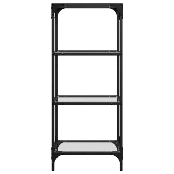 Étagère de rangement avec dessus en verre transparent acier