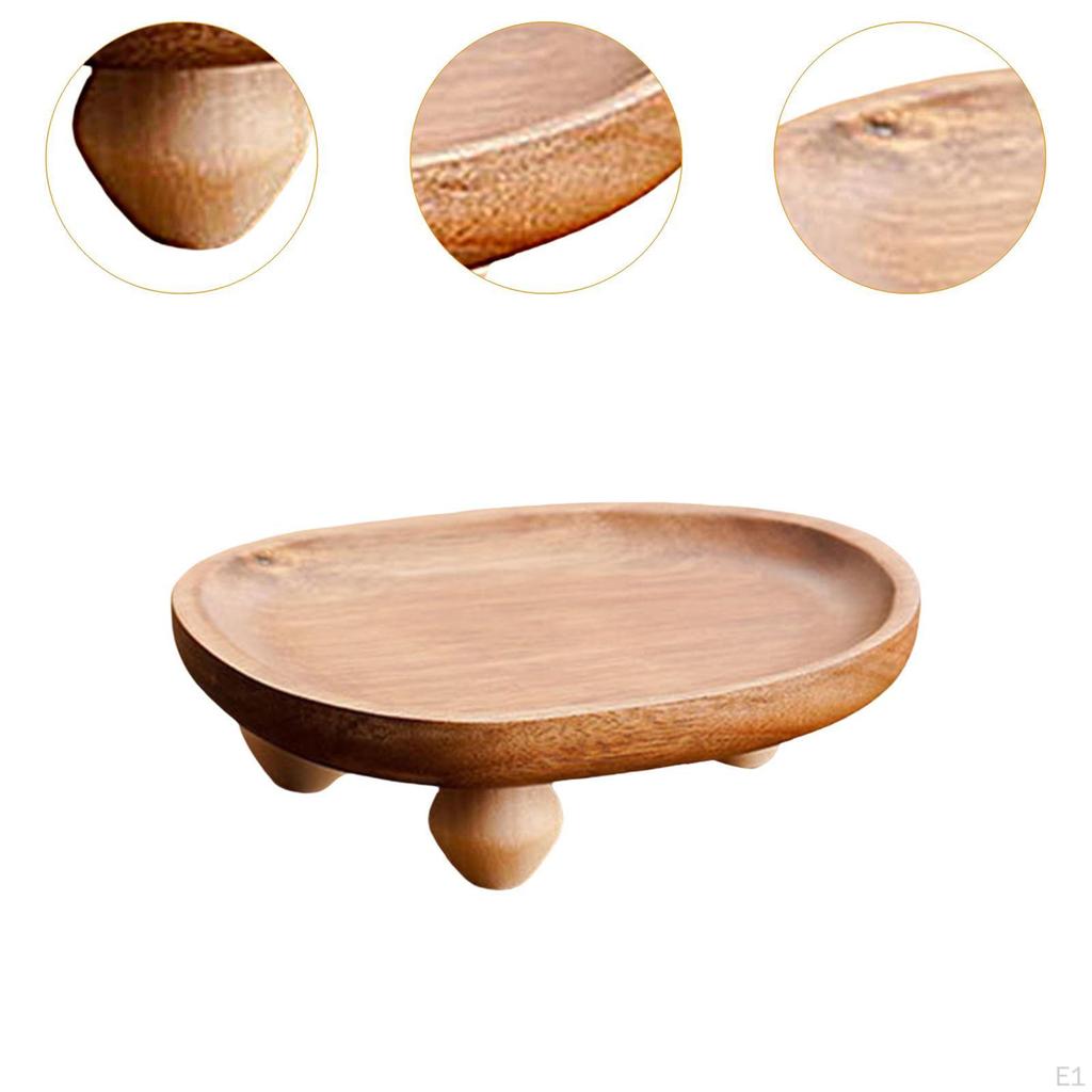 Wood Pedestal Stand Wooden Serving Tray Decorative Riser Platter for Treats