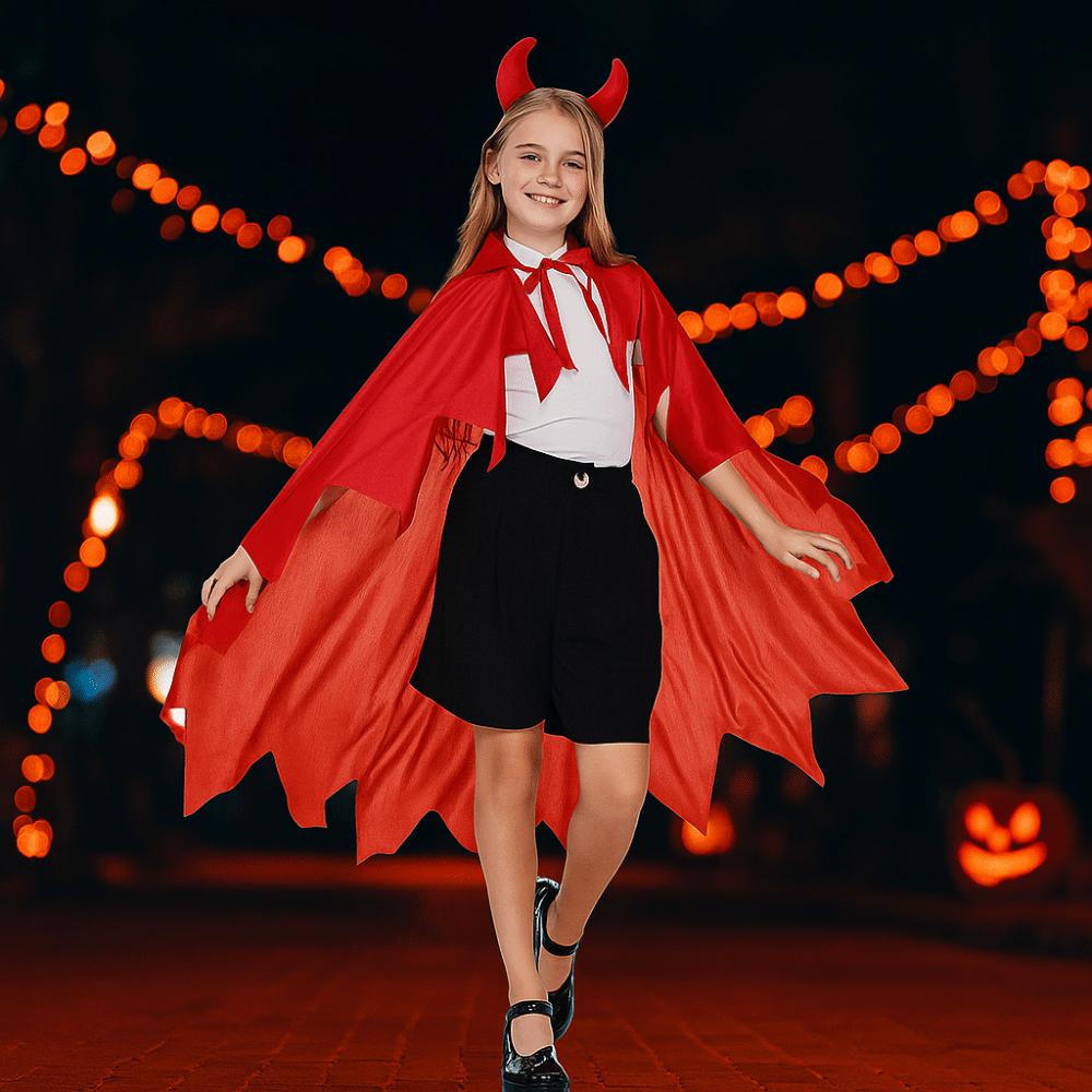 Smock Style Demon Cloak Headband Set With Headband Party Masquerade Cloth Cosplay Costume  Men