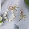 Delicate Keychain with Beaded Bowknot Phone Charm Unique Keyring Bag Pendant for Car Key Wallet Backpack Purse