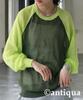 Antiqua Raglan Sheer Knit Long Regular 02 Women's Top, Sleeve, PN-00549 (S-L), Khaki/Lime