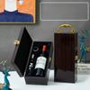 Single/Double Leather Box Wine Bottle Box Luxury Handle Wooden  Organizer Gift Wood Wine Holder for 2 Red Wine Packaging