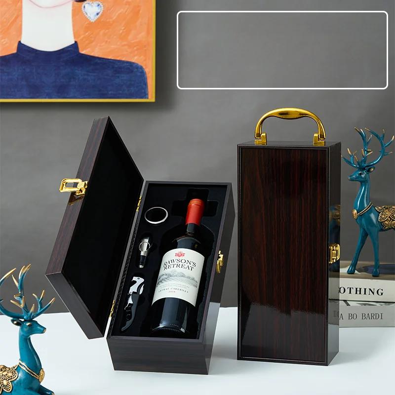 

Одинарная/двойная кожаная коробка для винных бутылок с роскошной ручкой, деревянный органайзер, подарочный деревянный держатель для вина на 2 бутылки красного вина, упаковка Other