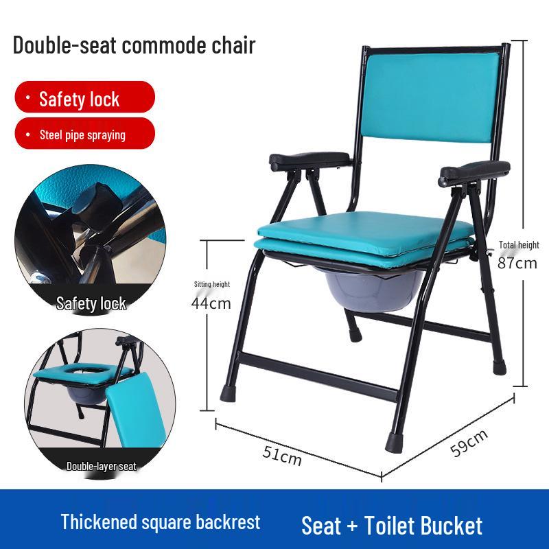 Foldable Portable Commode for Elderly, Disabled, Pregnant, and Household Use