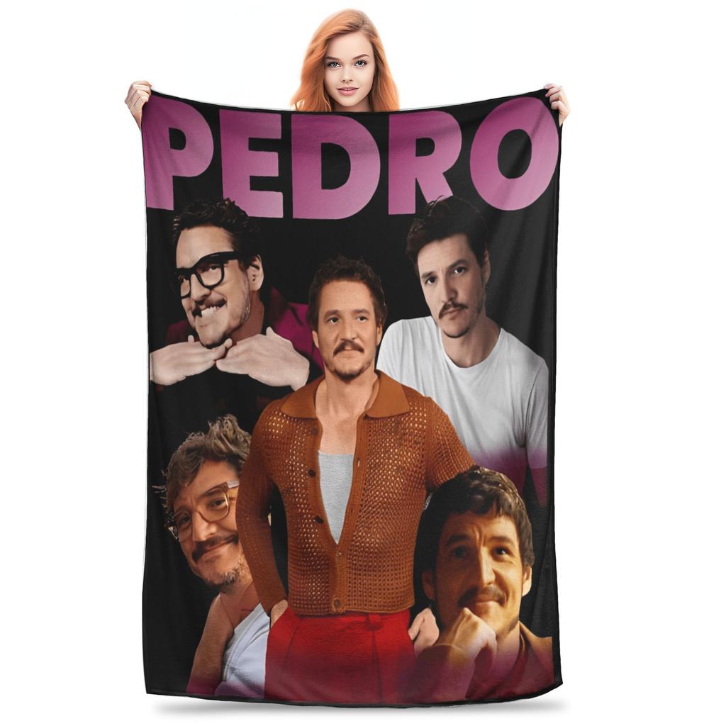 Pedro Pascal Knuffel Deken Jongen Meisje in Roze Flanellen Plaid Voor Woonkamer Super Zacht Aangepaste Kwaliteit Dekbed Cadeau Idee