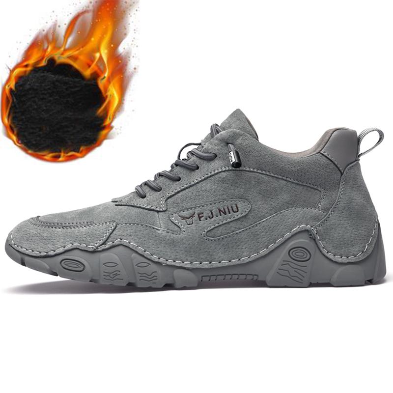 

38-46 Мужские нескользящие износостойкие модные повседневные кожаные туфли с низким верхом кожаные туфли для отдыха на природе мужские зимние ботинки 46 темно-серого