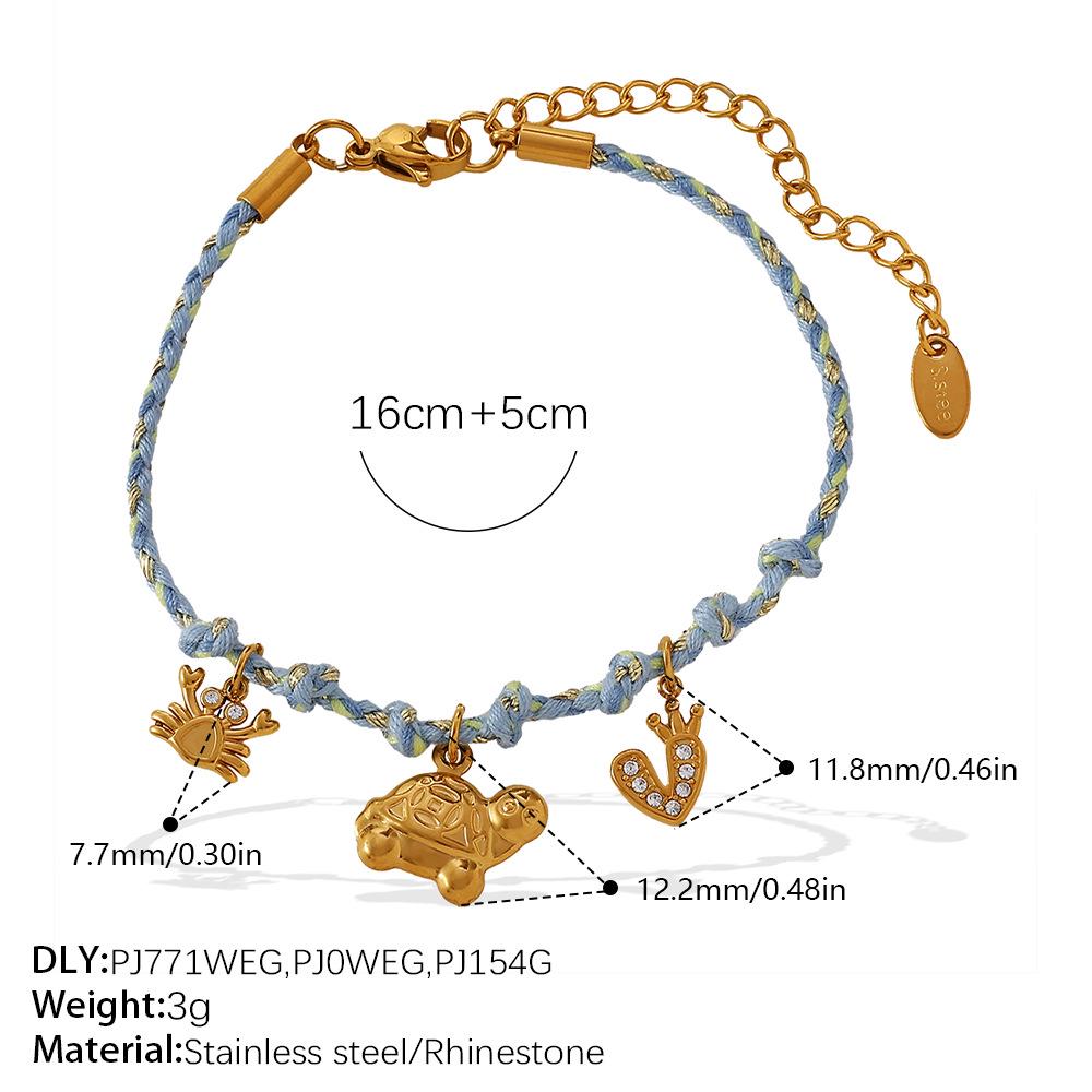 DIY Strandstil Buntes Seil Halsketten- & Armband-Set mit Meeres-Serie Edelstahl-Anhänger